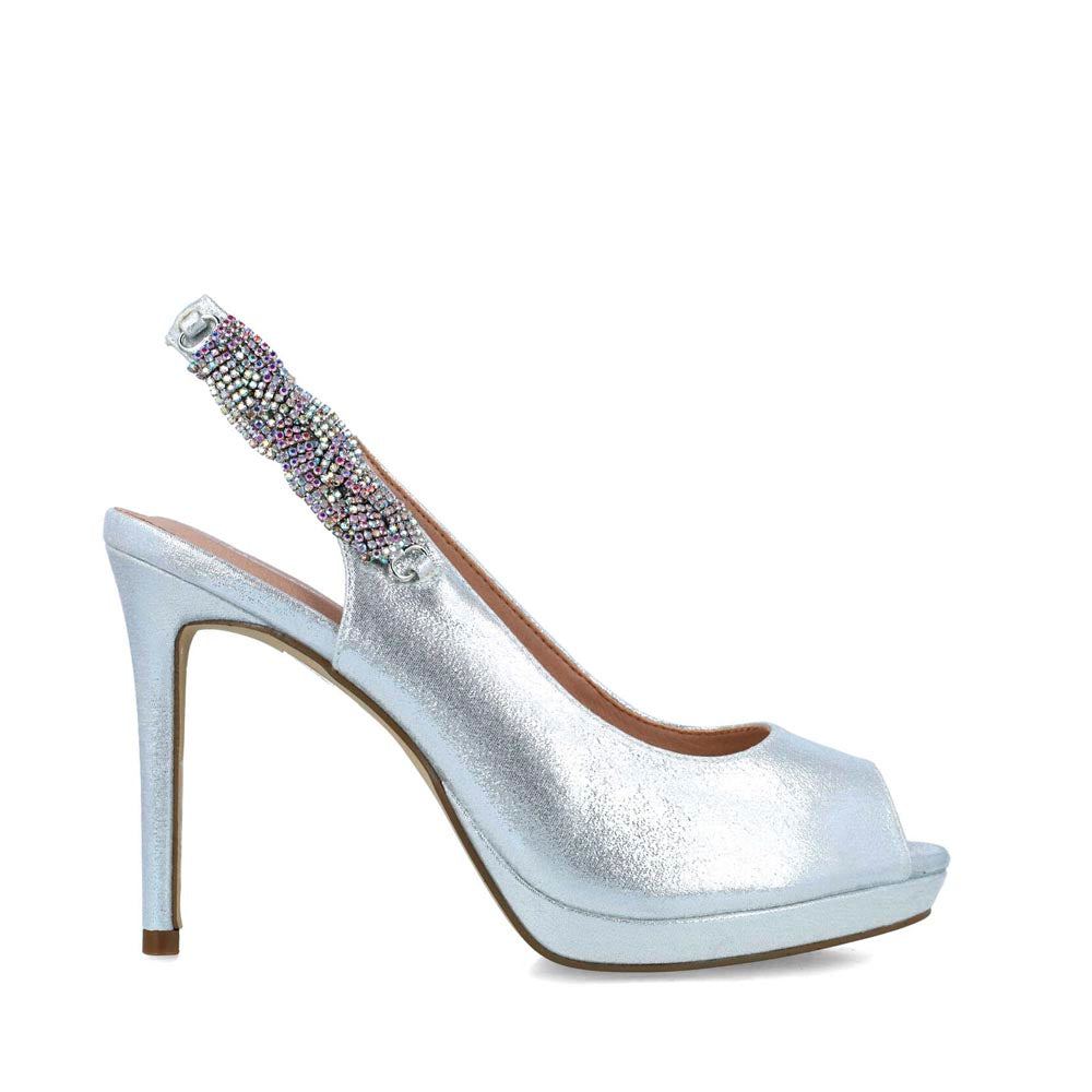 Menbur Occasion Open Toe Platform Silver