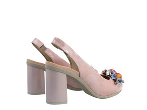 Pitillos High Patent Slingback with Crystal Trim Nude