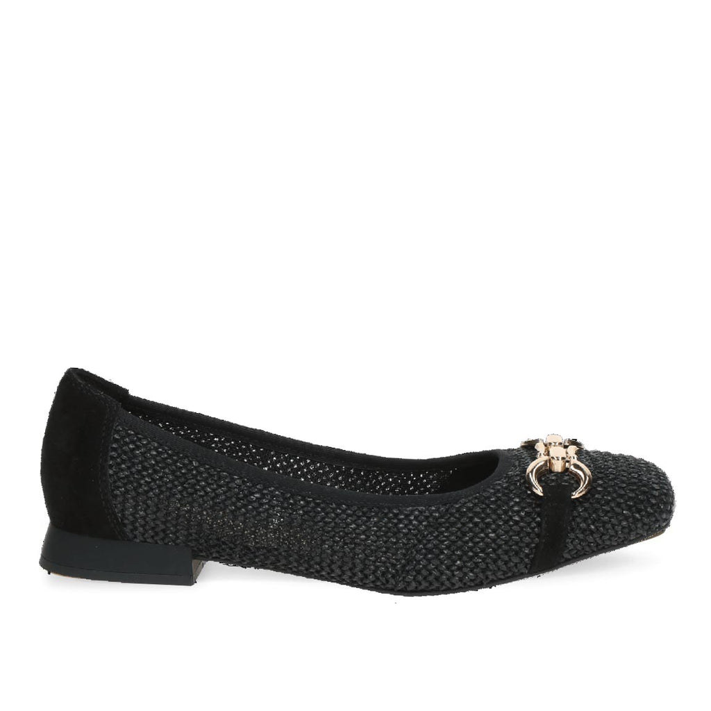 Caprice Classic Woven Pump with Buckle Black Comb