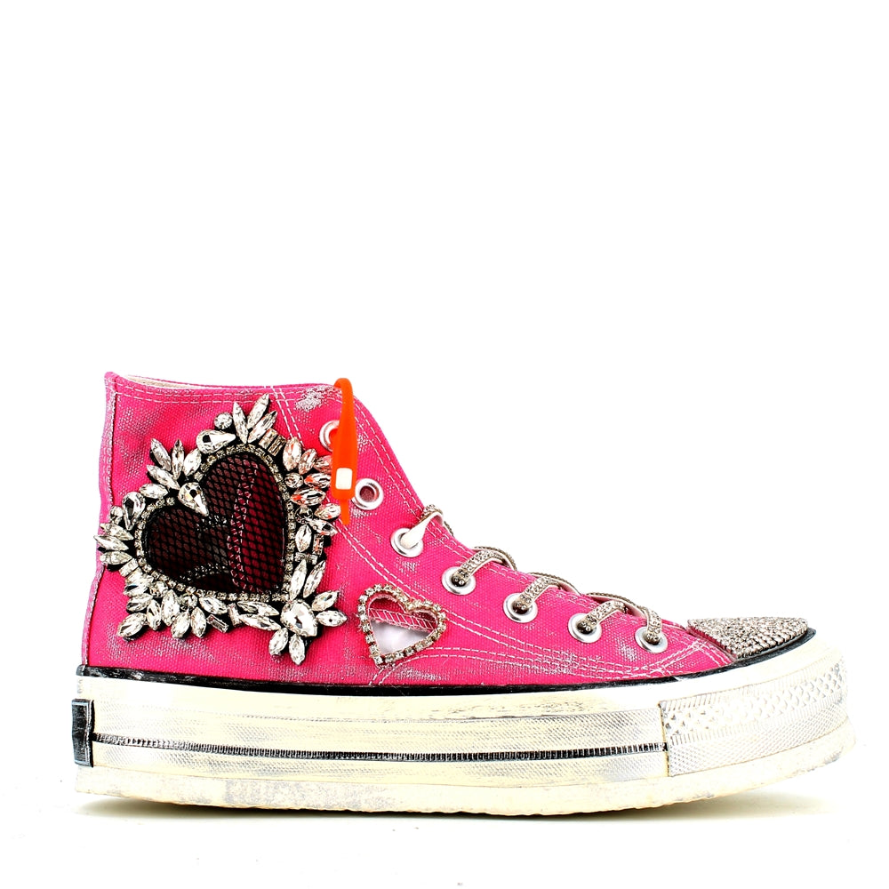 Movies High Top Trainer with  Heart Crystal Trim Pink